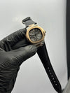 Patek Philippe Nautilus Power Reserve 41mm Leather Strap Black Strap Grey Dial Silver Rosegold 2 Tone Bezel – men’s watch