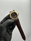 Patek Philippe Nautilus Power Reserve 41mm Leather Strap Brown Strap Brown Dial Silver Rosegold 2 Tone Bezel – men’s watch