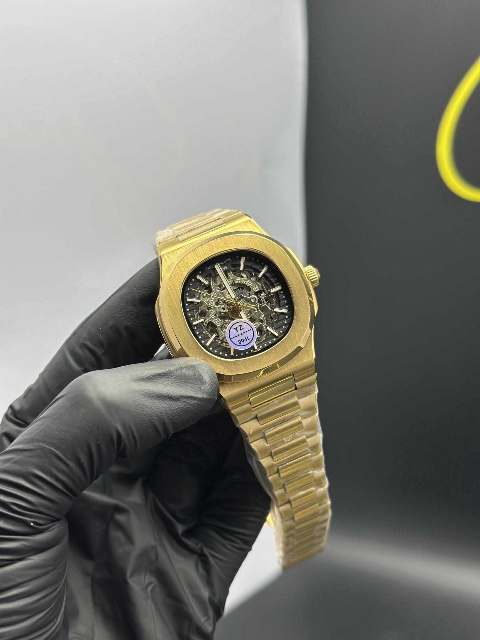 Patek Philippe Nautilus Skeleton 41mm Stainless Steel Gold Bracelet Black Dial – men’s watch