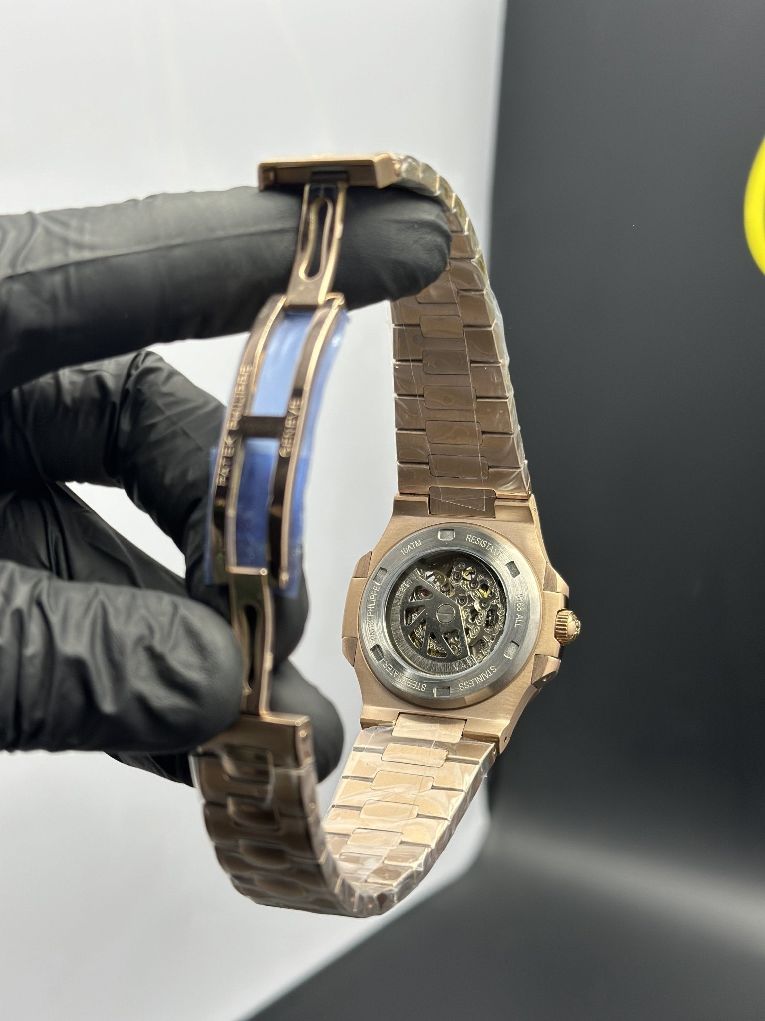 Patek Philippe Nautilus Skeleton 41mm Stainless Steel Rosegold Bracelet Black Dial – men’s watch