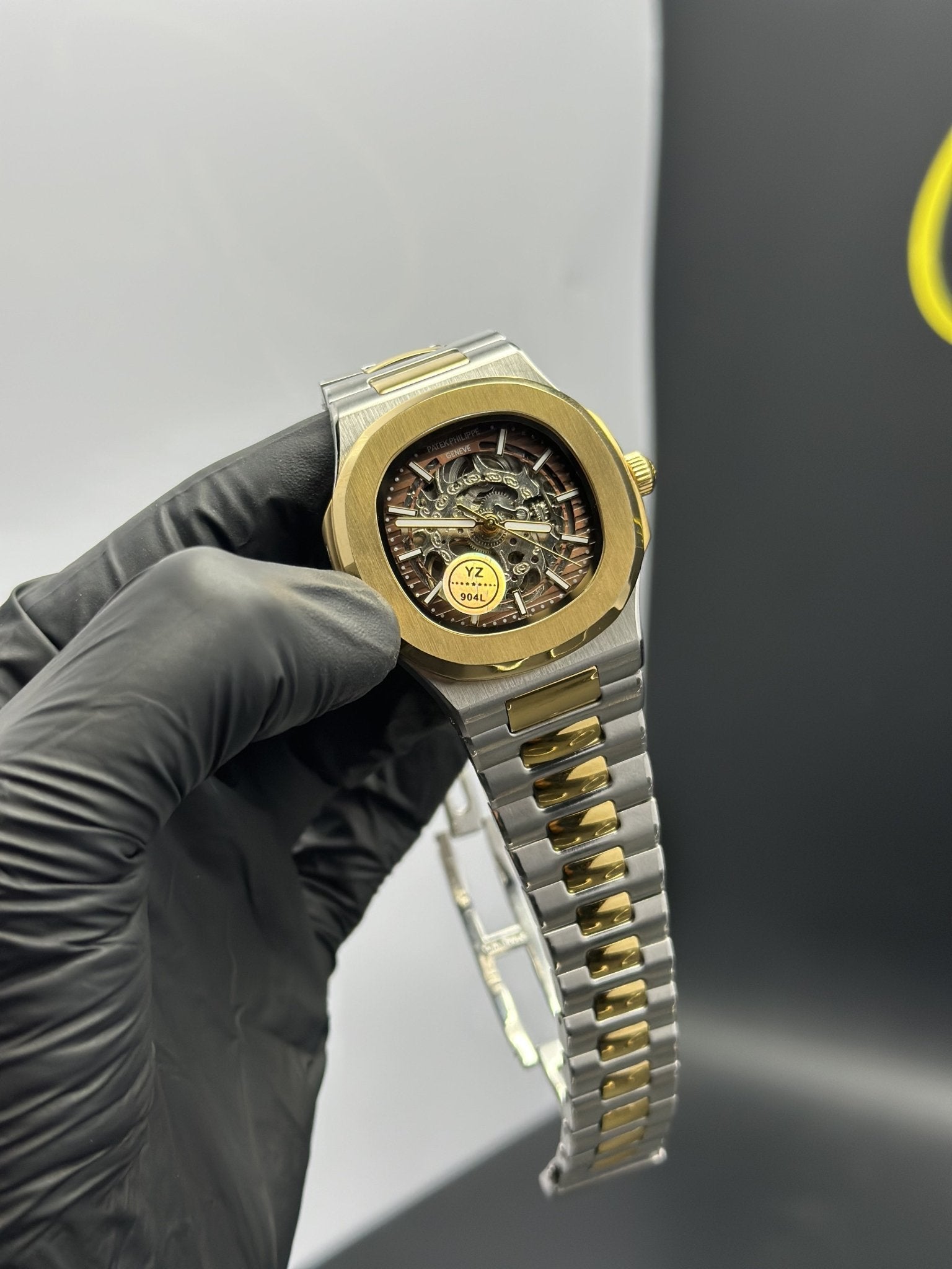 Patek Philippe Nautilus Skeleton 41mm Stainless Steel Silver Gold 2 Tone Bracelet Gold Dial – men’s watch