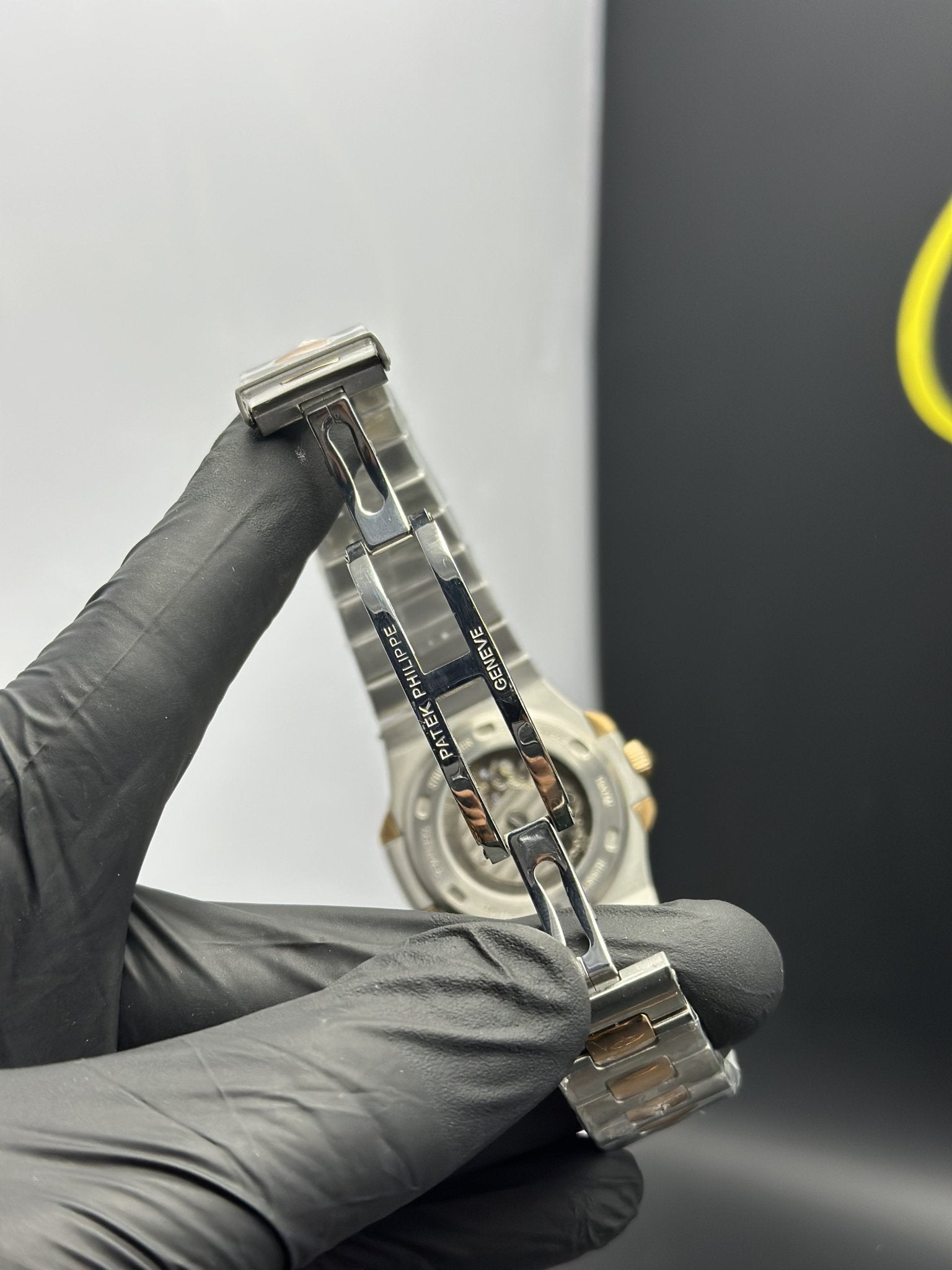 Patek Philippe Nautilus Skeleton 41mm Stainless Steel Silver Gold 2 Tone Bracelet Gold Dial – men’s watch