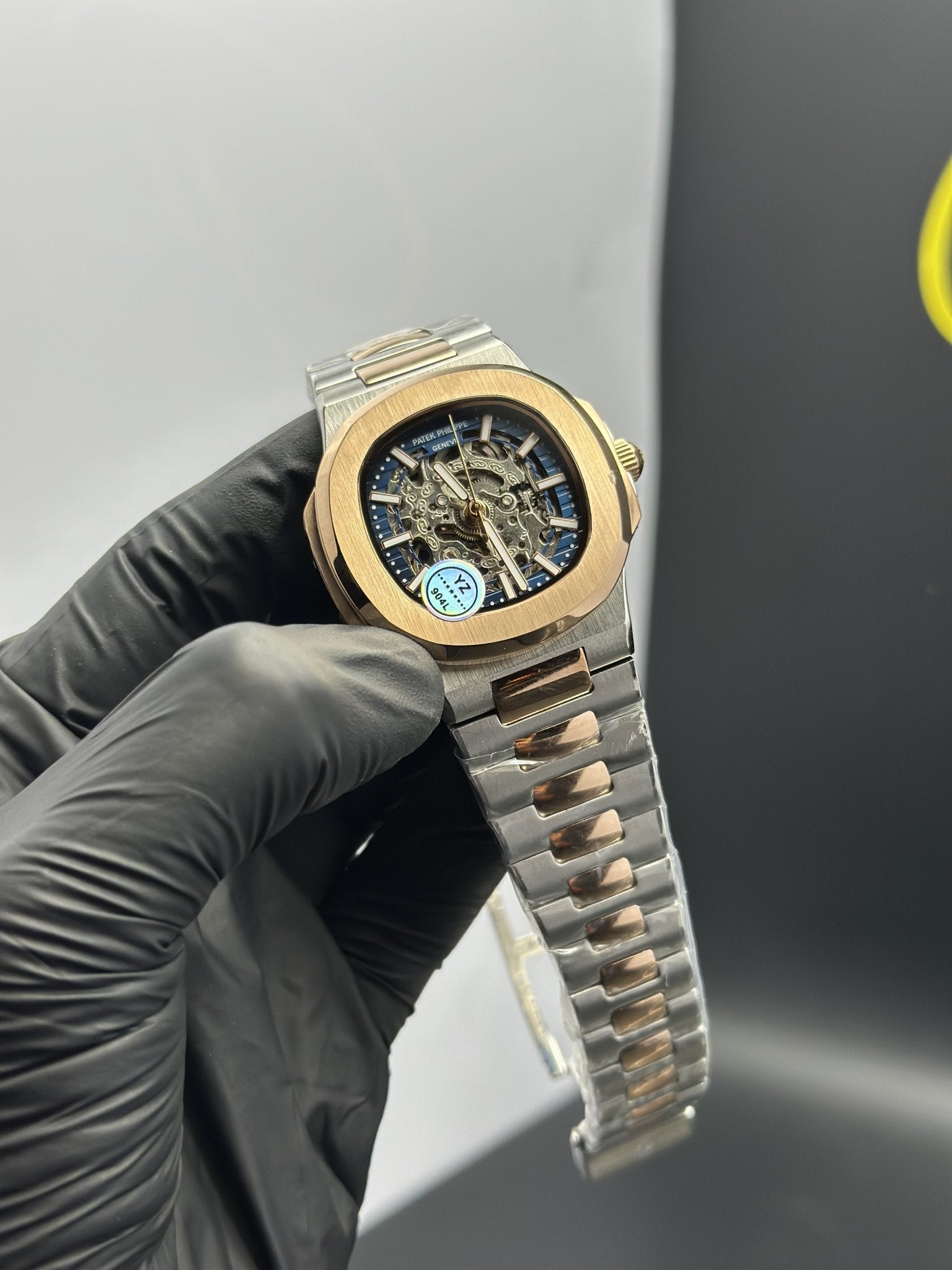 Patek Philippe Nautilus Skeleton 41mm Stainless Steel Silver Rosegold 2 Tone Bracelet Blue Dial – men’s watch