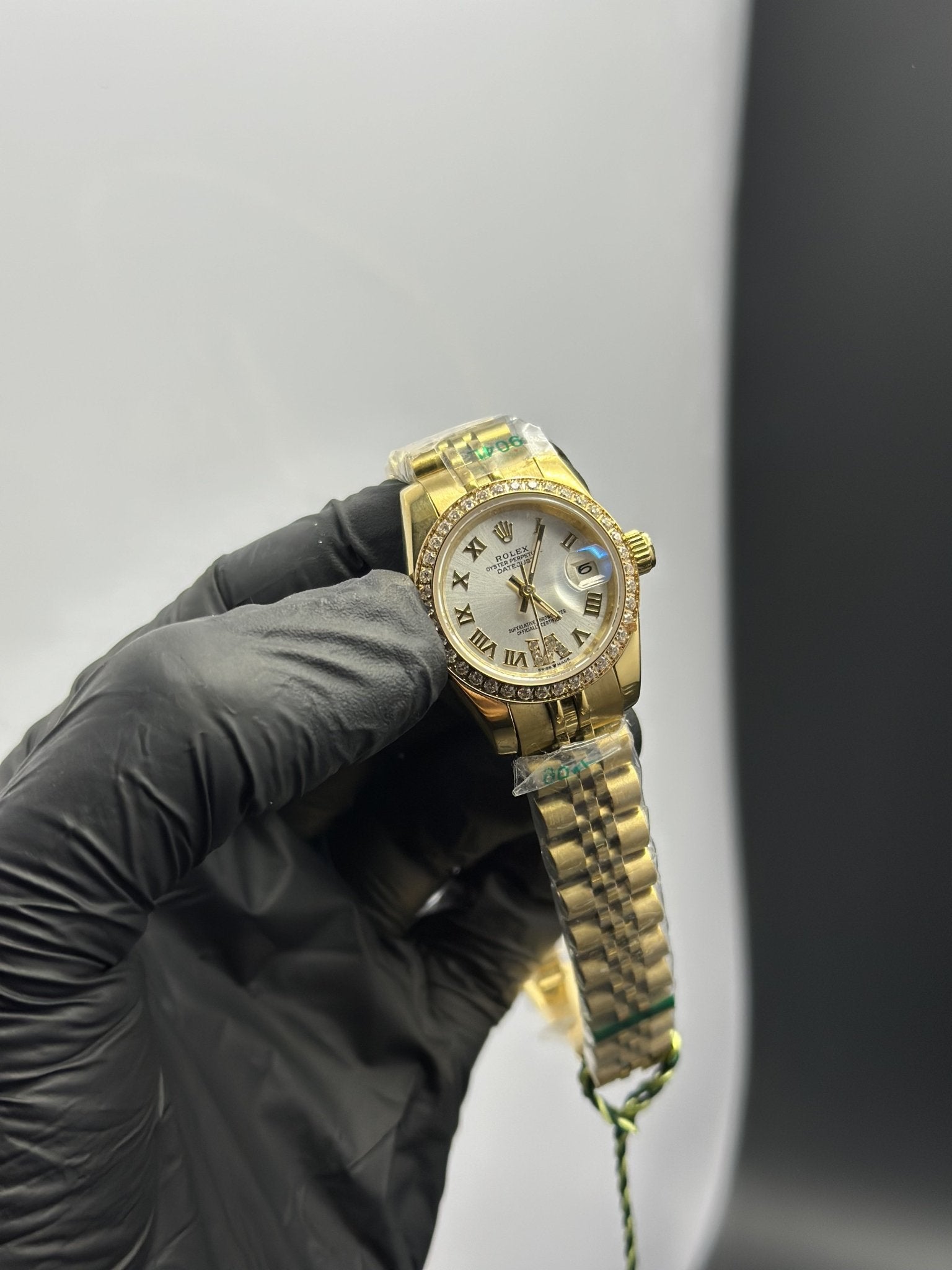 Rolex Datejust 28mm Stainless Steel Gold Jubilee Bracelet White Roman Dial Stoned Bezel – men’s watch