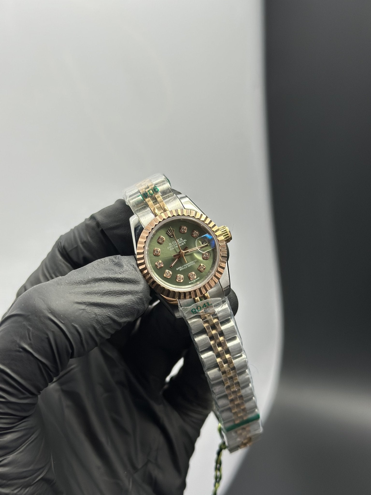 Rolex Datejust 28mm Stainless Steel Silver - Rosegold 2 Tone Jubilee Bracelet Green Stone Figures Dial – men’s watch