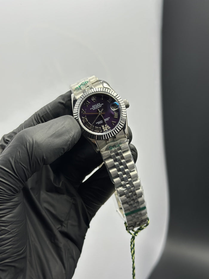 RLX Datejust 31mm Stainless Steel Silver Jubilee Bracelet Purple Roman Figures Dial