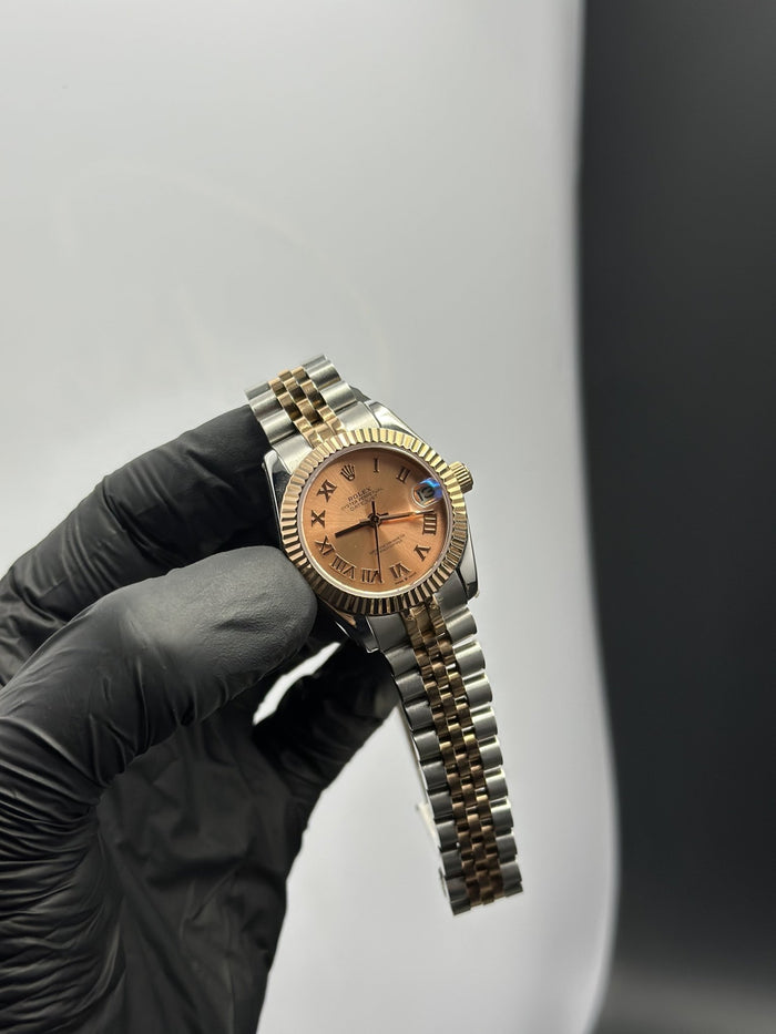 RLX Datejust 31mm Stainless Steel Silver-Rosegold 2 Tone Jubilee Bracelet Orange Roman Figures Dial