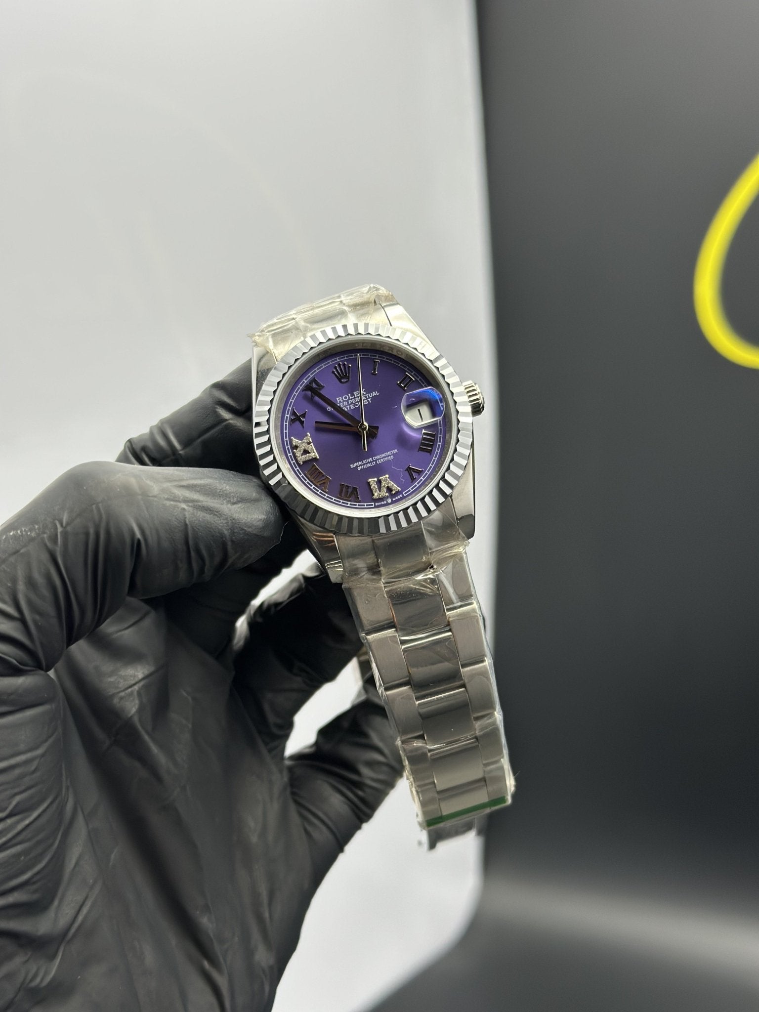 Rolex Datejust 36mm Silver Oyster Bracelet Purple Roman Dial – men’s watch
