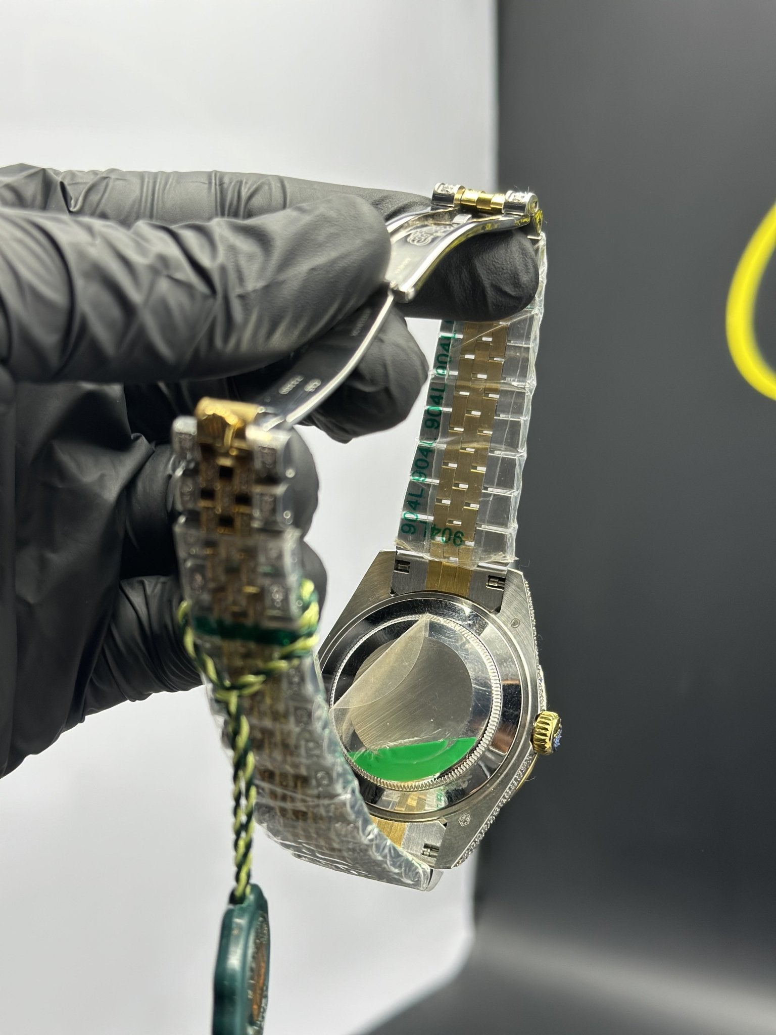 Rolex Datejust 41mm Stainless Steel Silver - Gold 2 Tone Jubilee Bracelet Fully Stoned Gold Stoned Dial Green Stoned Bezel – men’s watch