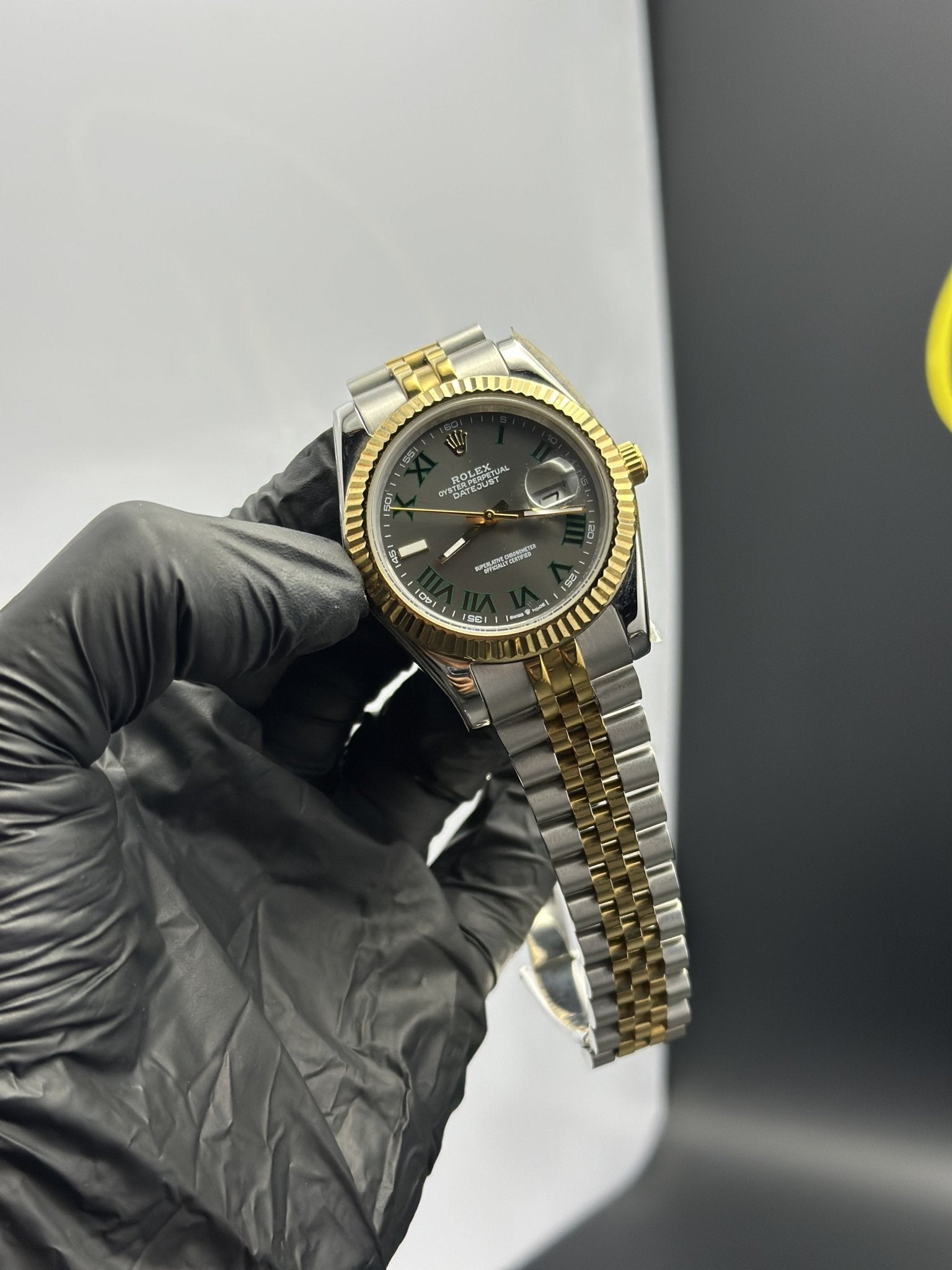 Rolex Datejust 41mm Stainless Steel Silver Gold 2 Tone Jubilee Bracelet Grey Wimbledon Dial – men’s watch