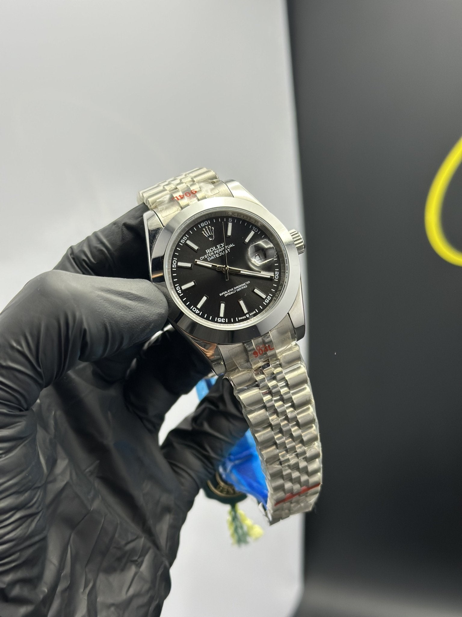 Rolex Datejust 41mm Stainless Steel Silver Jubilee Bracelet Black Dial Domed Bezel – men’s watch