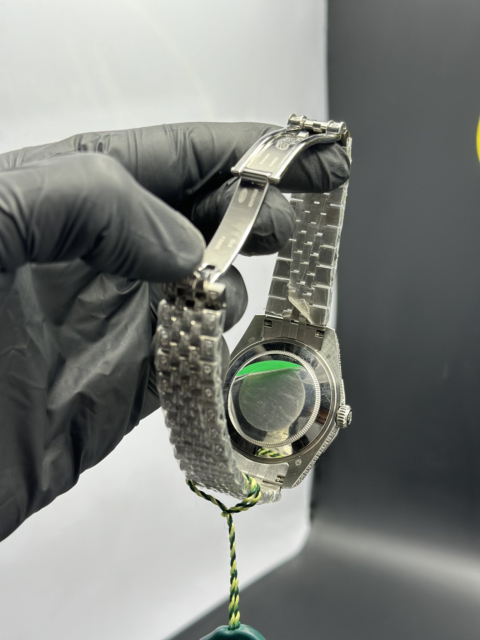 Rolex Datejust 41mm Stainless Steel Silver Jubilee Bracelet Fully Stoned Silver Stoned Dial Black Stoned Bezel – men’s watch