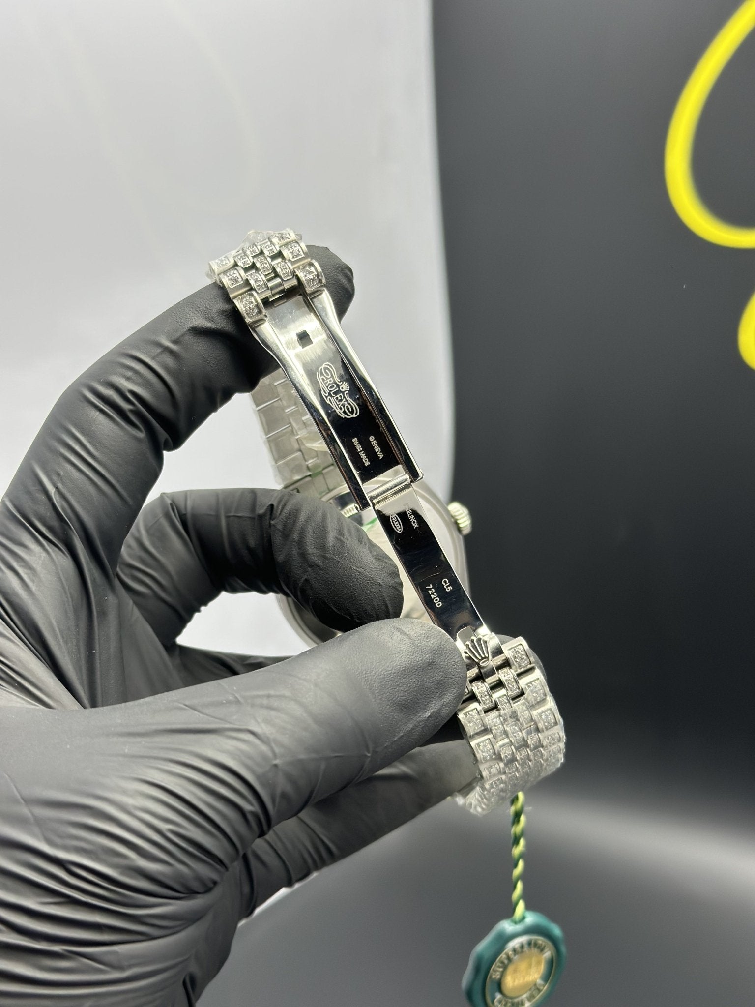 Rolex Datejust 41mm Stainless Steel Silver Jubilee Bracelet Fully Stoned Silver Stoned Dial Black Stoned Bezel – men’s watch