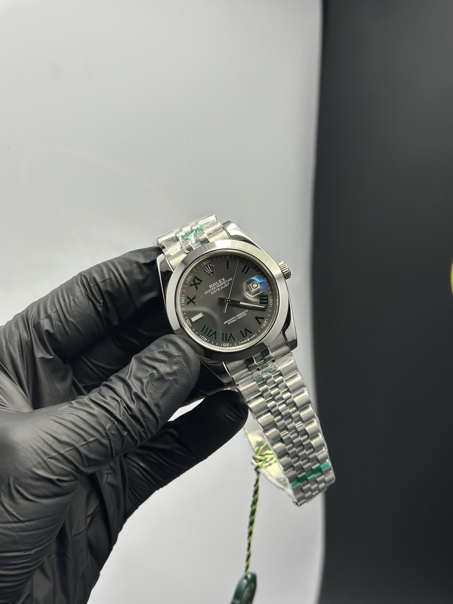 Rolex Datejust 41mm Stainless Steel Silver Jubilee Bracelet Grey Wimbledon Dial Domed Bezel – men’s watch