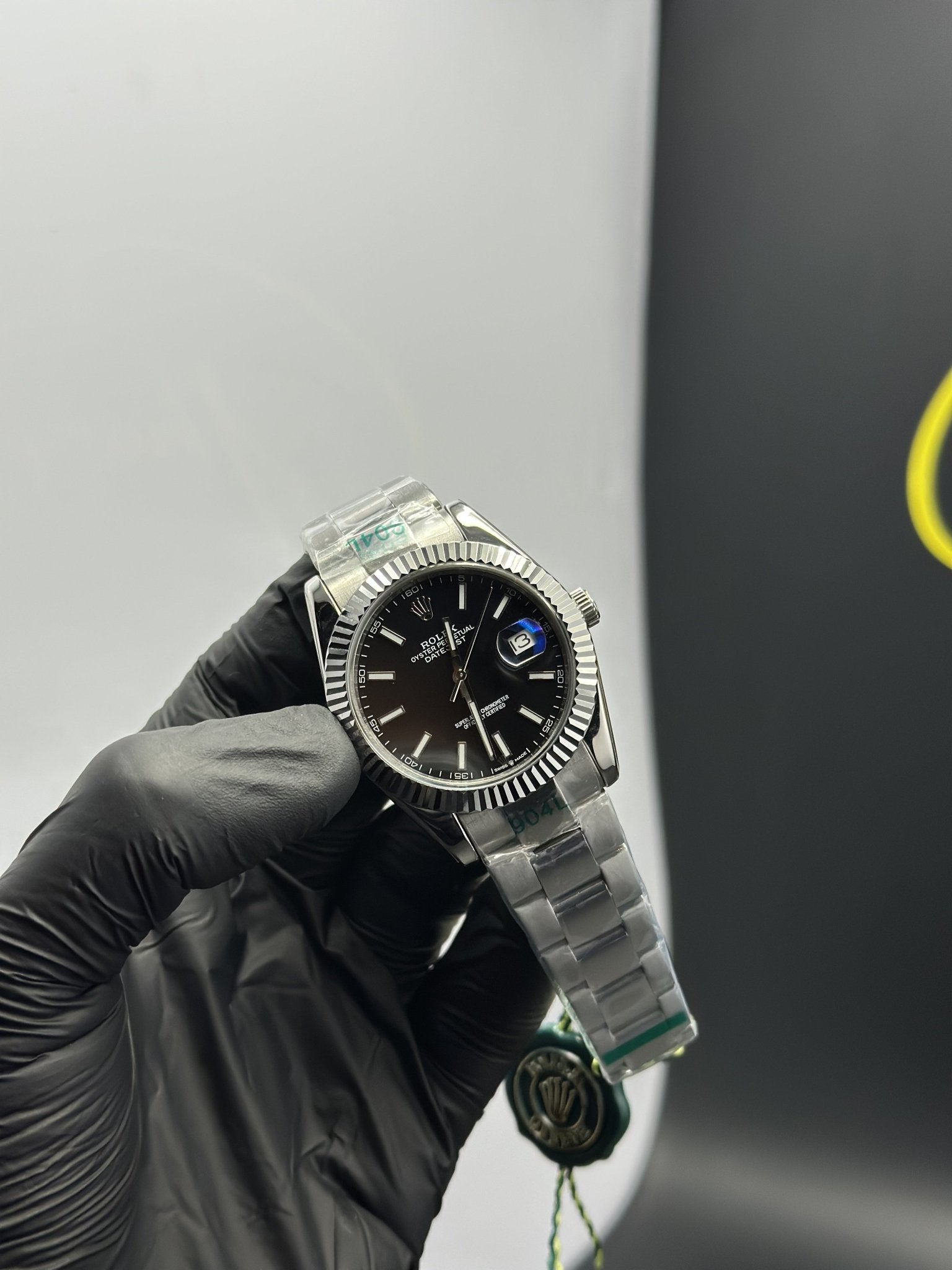 Rolex Datejust 41mm Stainless Steel Silver Oyster Bracelet Black Dial – men’s watch