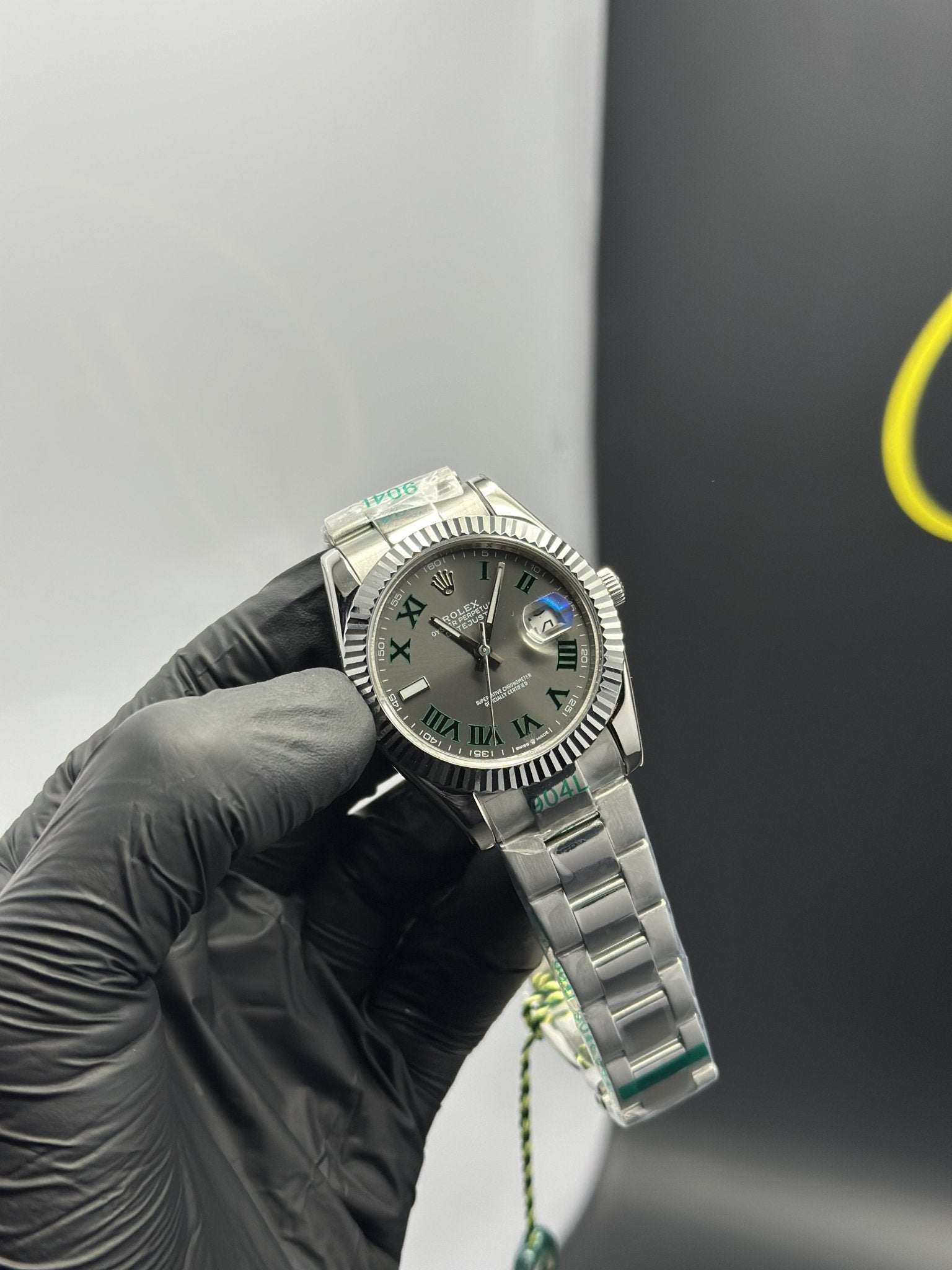 Rolex Datejust 41mm Stainless Steel Silver Oyster Bracelet Grey Wimbledon Dial – men’s watch