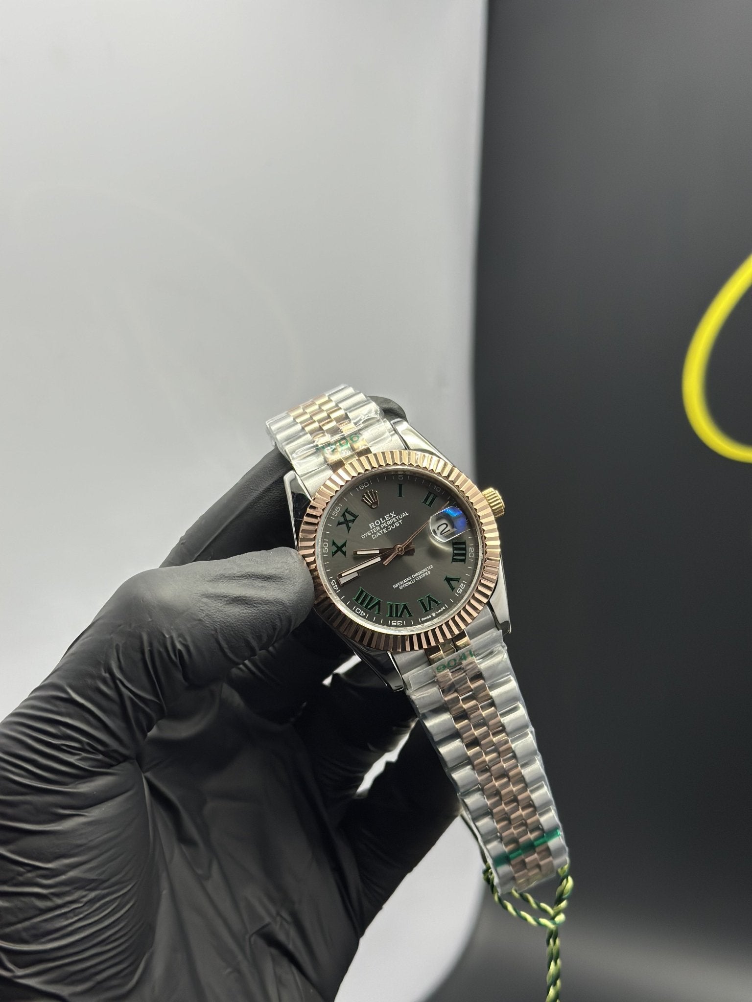 Rolex Datejust 41mm Stainless Steel Silver Rosegold 2 Tone Jubilee Bracelet Grey Wimbledon Dial – men’s watch