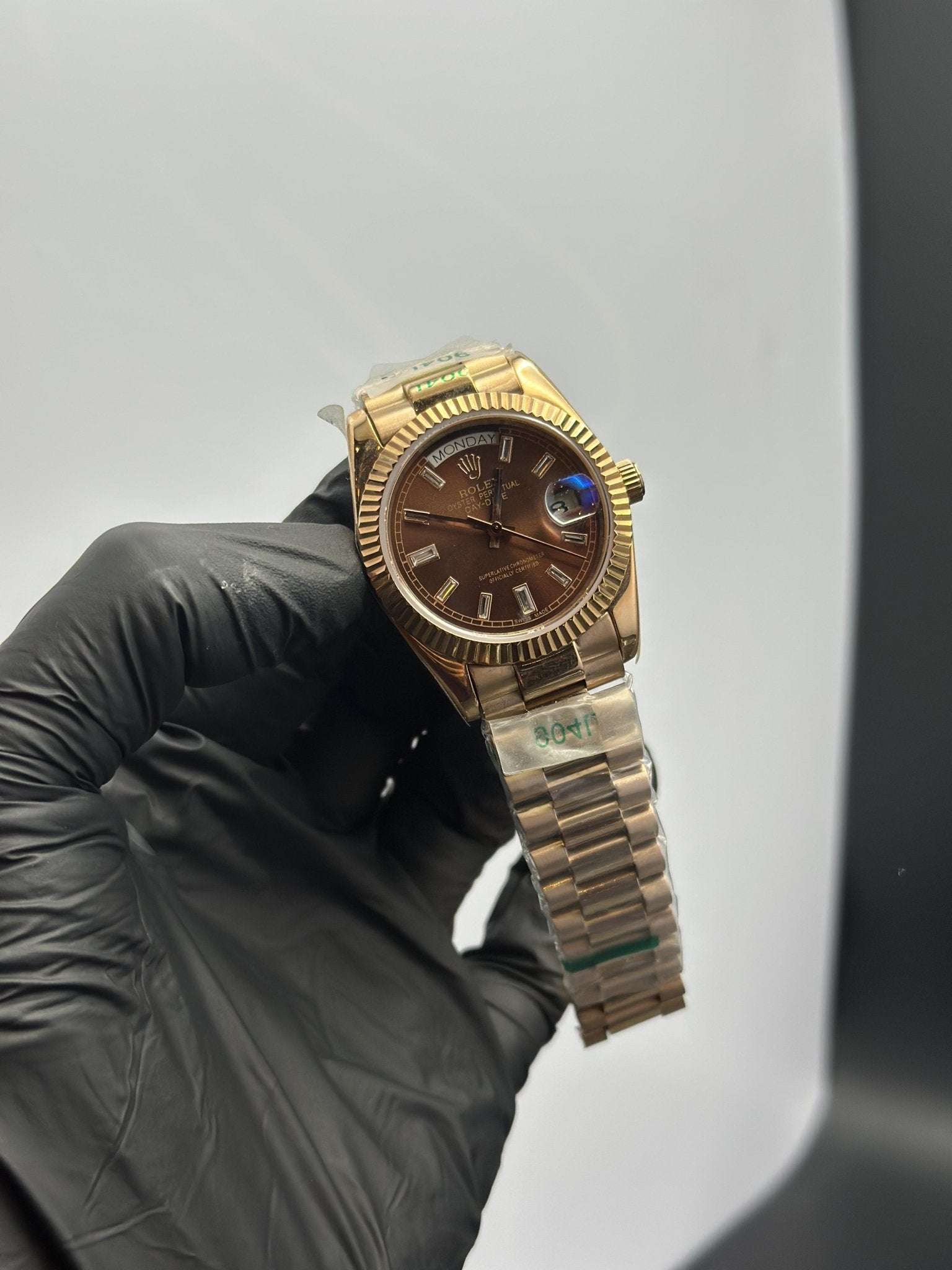 Rolex Daydate 36mm Rosegold Presidential Bracelet Brown Gems Figures Dial – men’s watch