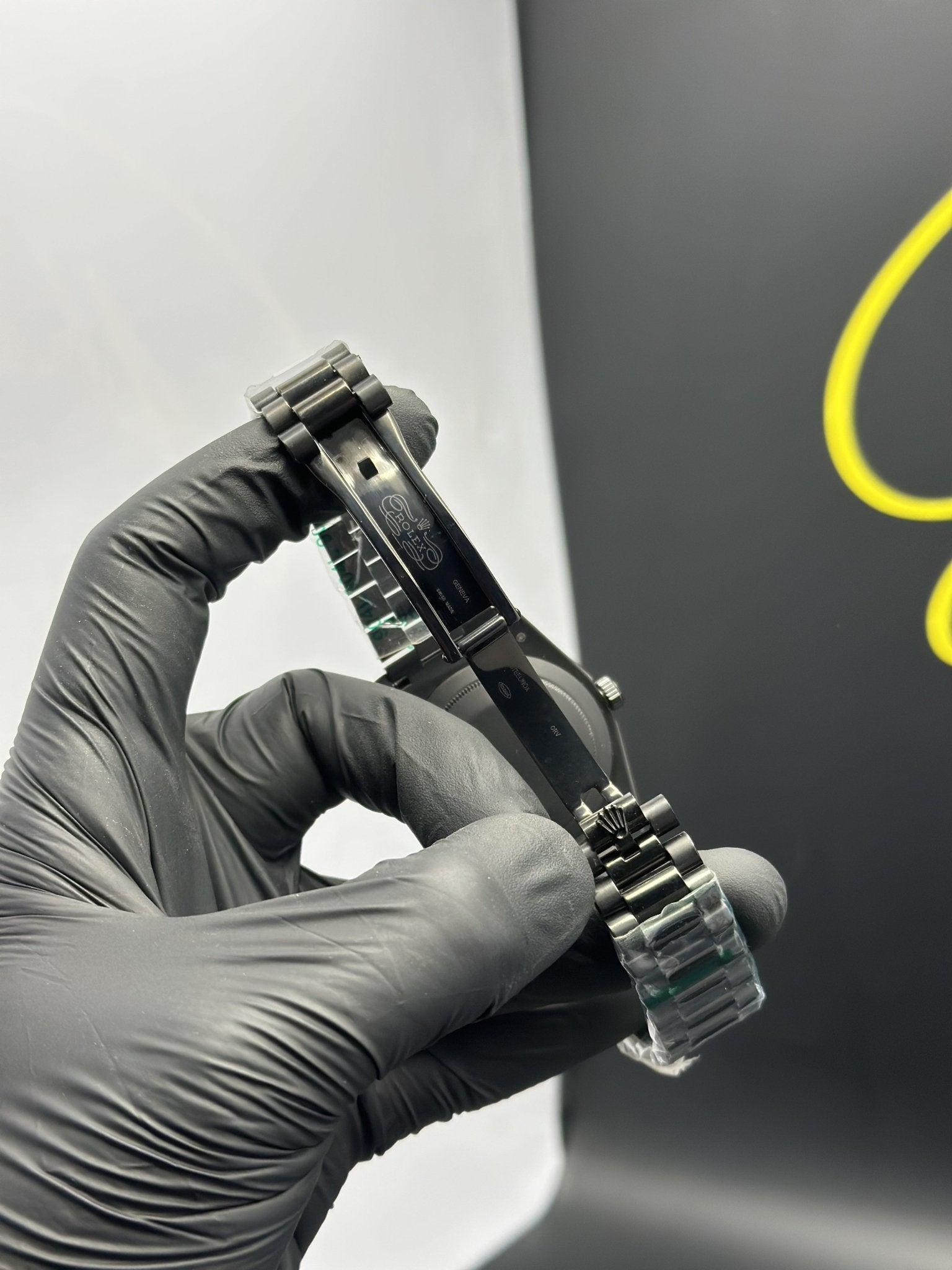 Rolex Daydate 40mm Matte Black Presidential Bracelet Matte Black Roman Dial – men’s watch