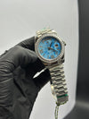 Rolex Daydate 40mm Silver Presidential Bracelet Stonned Bezel Blue Stoned Dial White Stoned Bezel – men’s watch