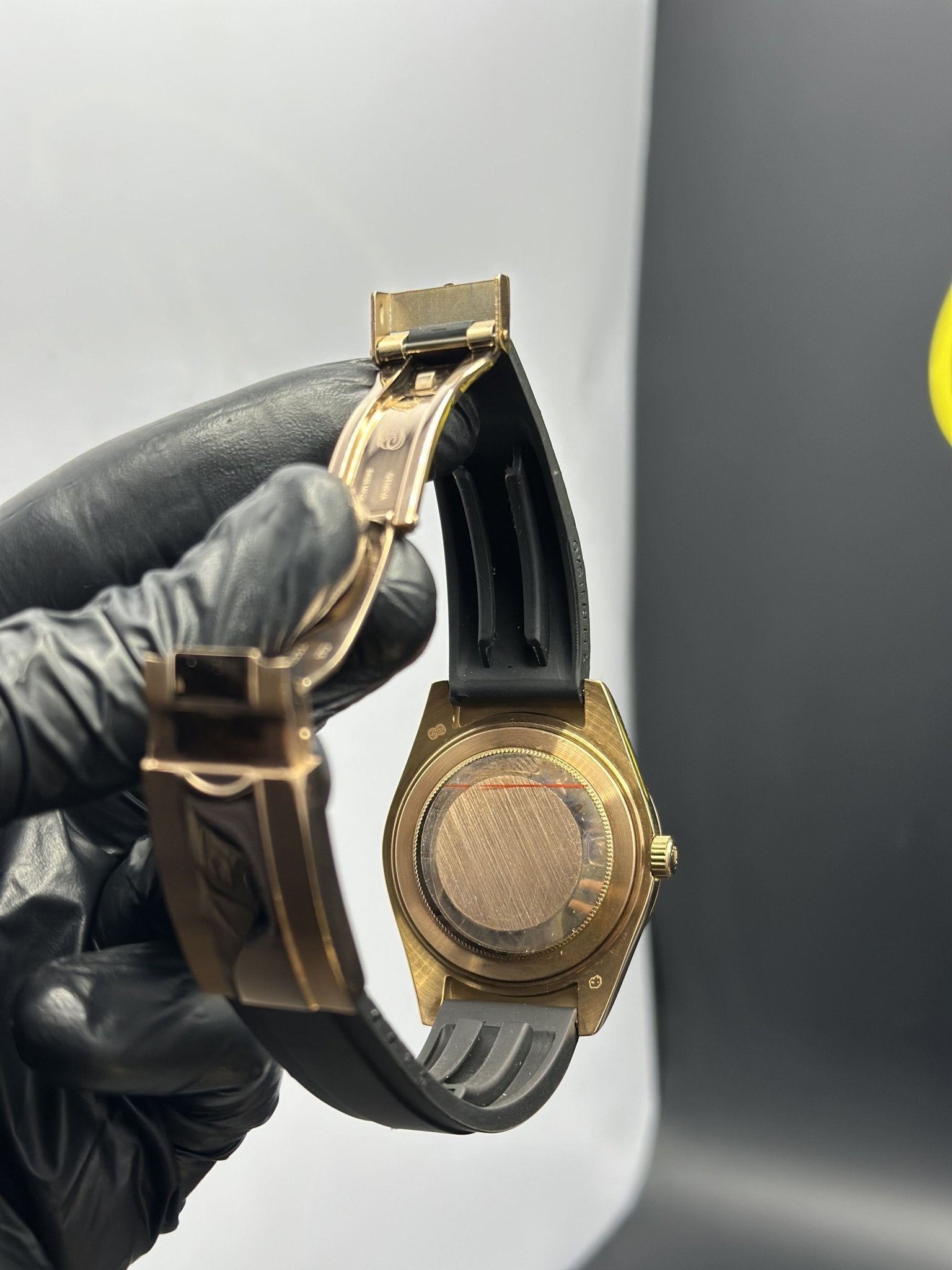 Rolex Sky Dweller 42mm Oyster Flex Black Strap Brown Dial Rosegold Bezel – men’s watch