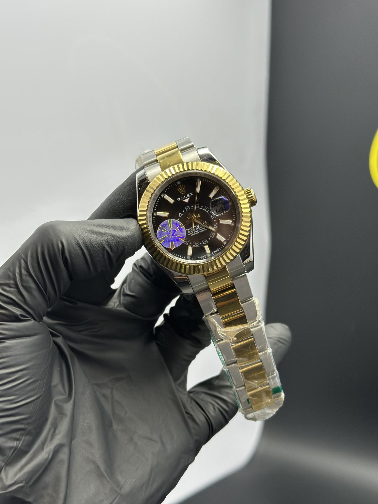 Rolex Sky Dweller 42mm Stainless Steel Silver Gold 2 Tone Oyster Bracelet Black Dial – men’s watch