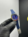 Rolex Submariner 41mm Oyster Flex Strap Stoned Bezel Blue Strap Blue Dial Rainbow Stoned Bezel – men’s watch