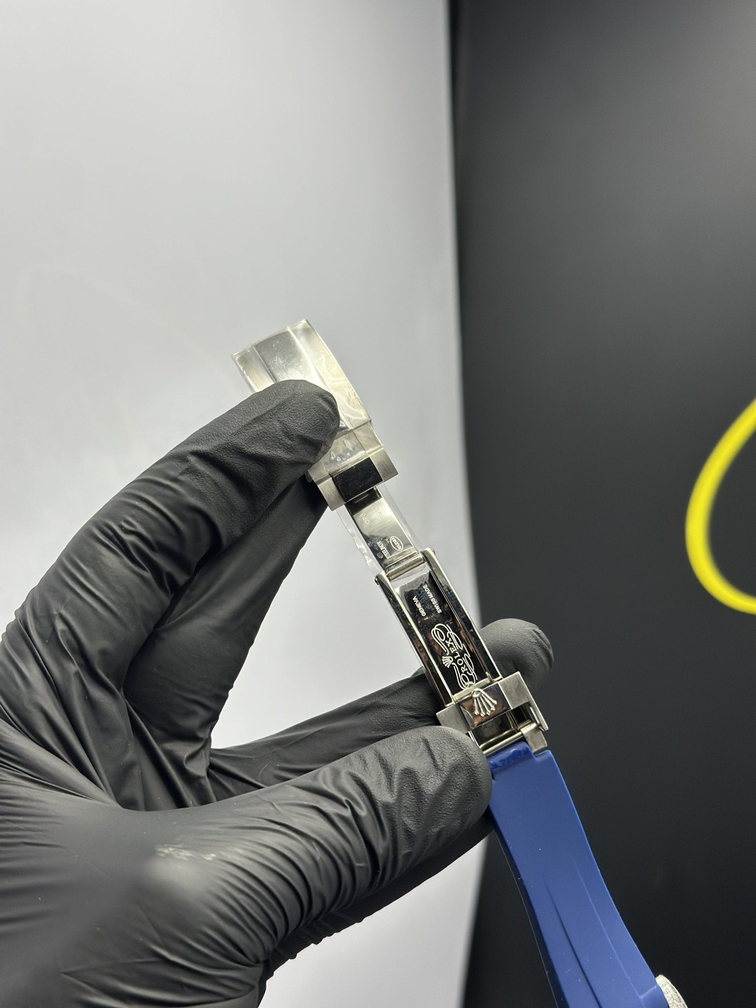 Rolex Submariner 41mm Oyster Flex Strap Stoned Bezel Blue Strap Blue Dial Rainbow Stoned Bezel – men’s watch