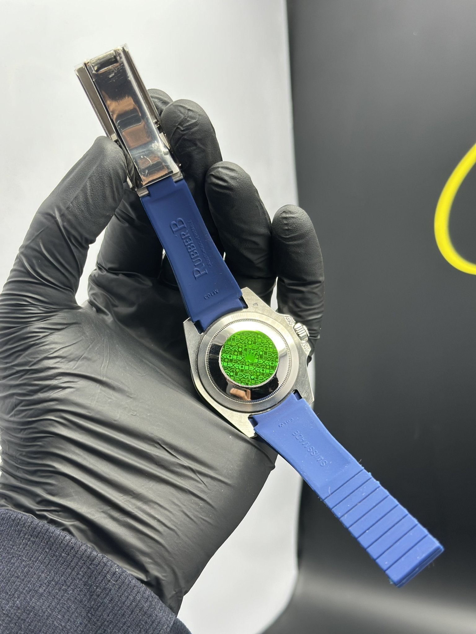 Rolex Submariner 41mm Oyster Flex Strap Stoned Bezel Blue Strap Blue Dual Shade Dial Blue Stoned Bezel – men’s watch