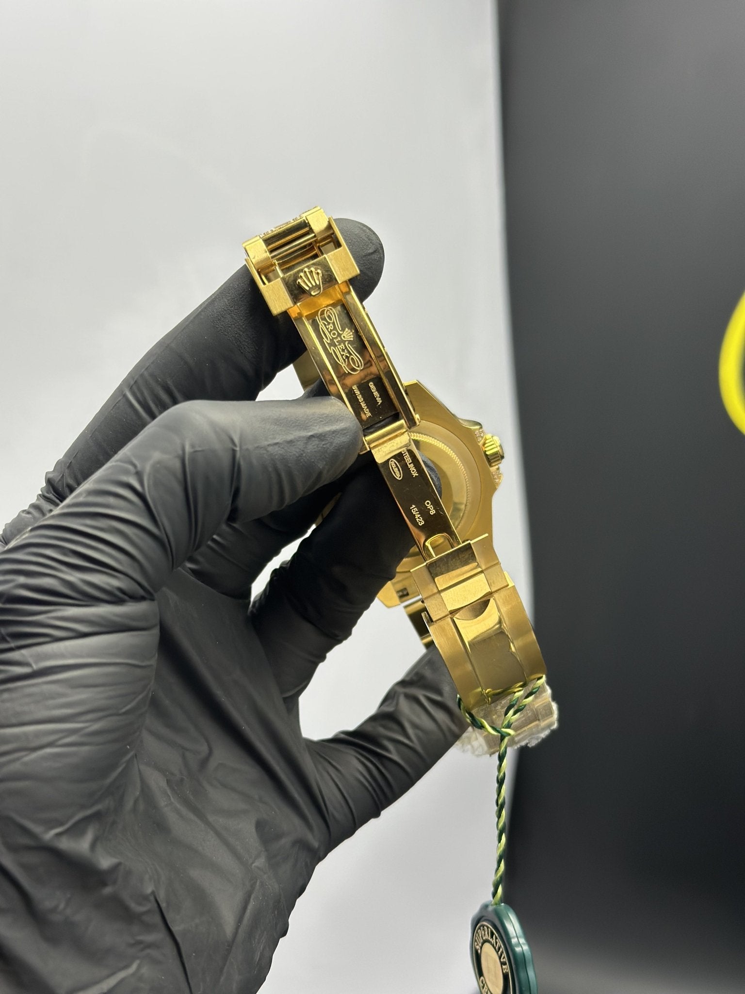 Rolex Submariner 41mm Stainless Steel Gold Oyster Bracelet Fully Stoned Blue Dial White Stoned Bezel – men’s watch