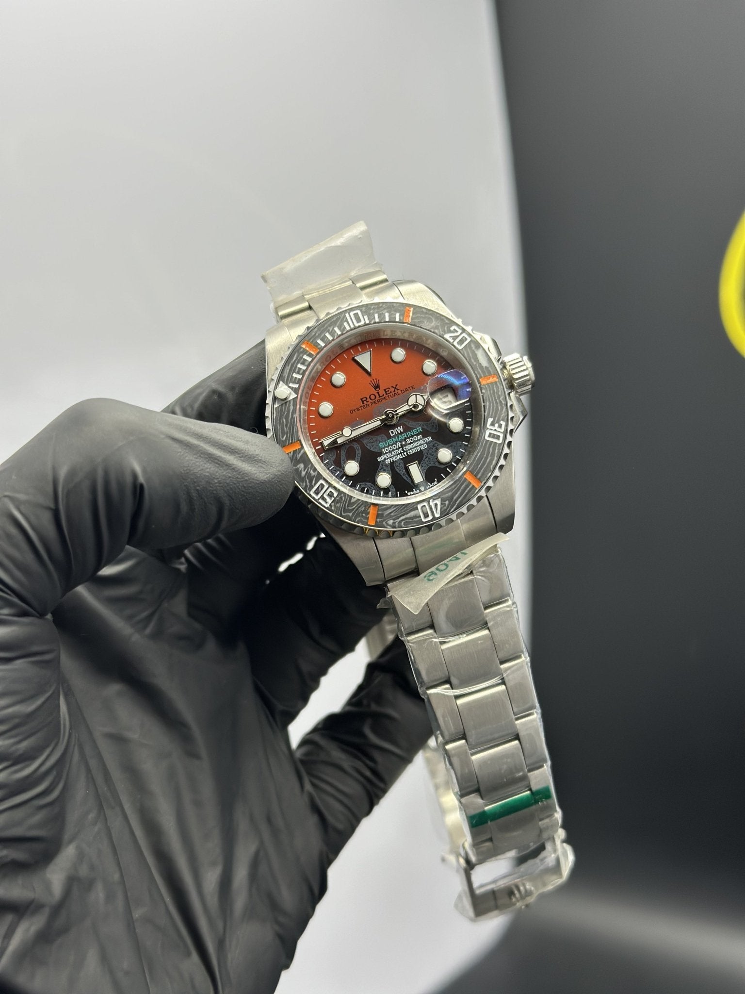 Rolex Submariner 41mm Stainless Steel Silver Oyster Bracelet - Carbon Bezel Orange Black Dual Shade Dial Carbon Carbon Bezel – men’s watch