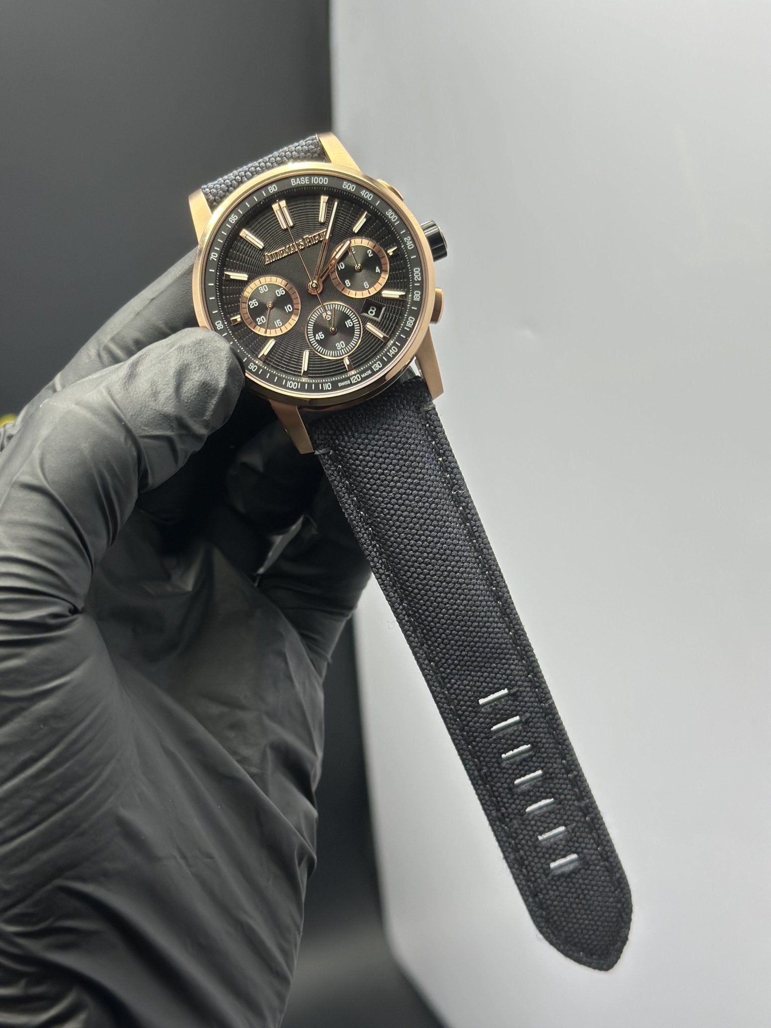 Super Clones Audemars Piguet TF Factory Code 11.59 Chronograph Black Strap Black Dial Rosegold Bezel Caliber 4401 Swiss Movement – men’s watch