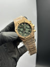 Super Clones Audemars Piguet TF Factory Royal Oak Chronograph Stainless Steel Rosegold Bracelet Green Dial Caliber 4401 Swiss Movement – men’s watch