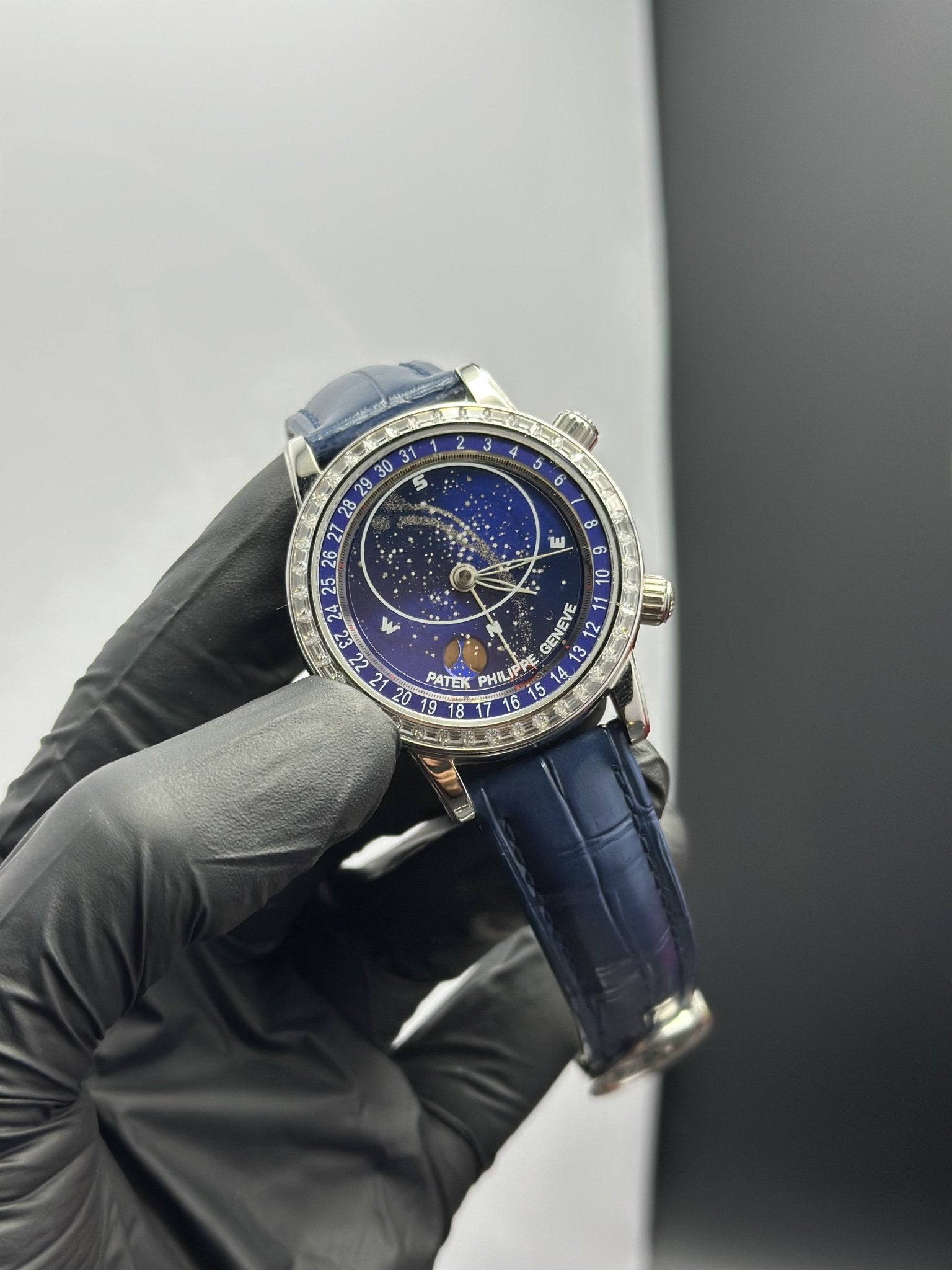 Super Clones Patek Philippe TF Factory Grand Complication Leather Strap Blue Strap Blue Dial Caliber 240 LU CL C Swiss Movement – men’s watch