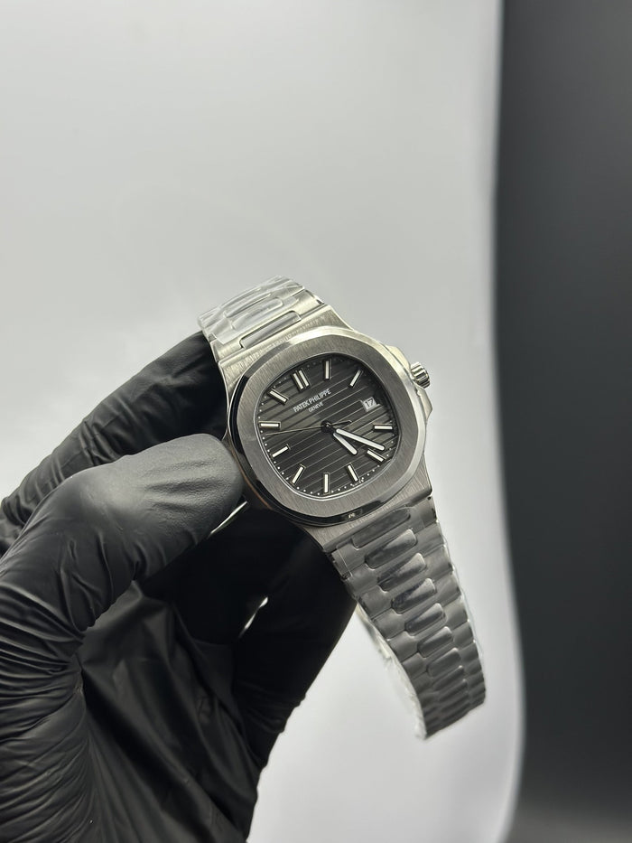 Super Clones PP TF Factory Nautilus Stainless Steel Silver Bracelet Grey Dial Caliber 26 330 S C Swiss Movement
