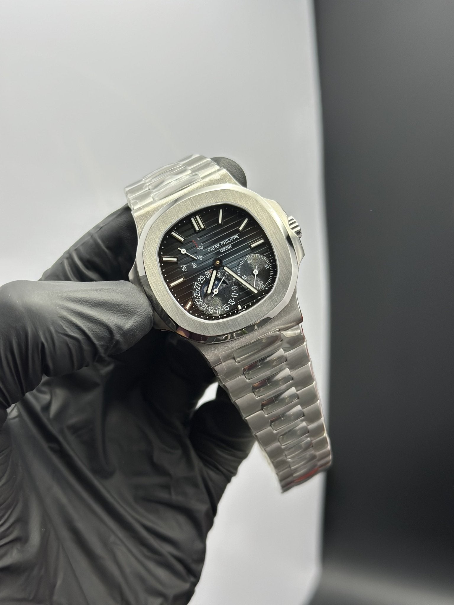 Super Clones Patek Philippe TF Factory Power Reserve Stainless Steel Silver Bracelet Blue Dial Caliber 240 PS IRM C LU Swiss Movement – men’s watch