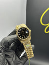 Super Clones Rolex Clean Factory Daydate 40mm Stainless Steel Gold Presidential Bracelet Black Gems Figures Dial Caliber 3255 Swiss Movement – men’s watch