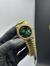 Super Clones Rolex Clean Factory Daydate 40mm Stainless Steel Gold Presidential Bracelet Dual Shade Green Roman Dial Stoned Bezel – men’s watch