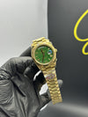 Super Clones Rolex Clean Factory Daydate 40mm Stainless Steel Gold Presidential Bracelet Green Roman Dial Caliber 3255 Swiss Movement – men’s watch