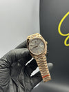 Super Clones Rolex Clean Factory Daydate 40mm Stainless Steel Rosegold Presidential Bracelet Grey Gems Figures Dial Caliber 3255 Swiss Movement – men’s watch