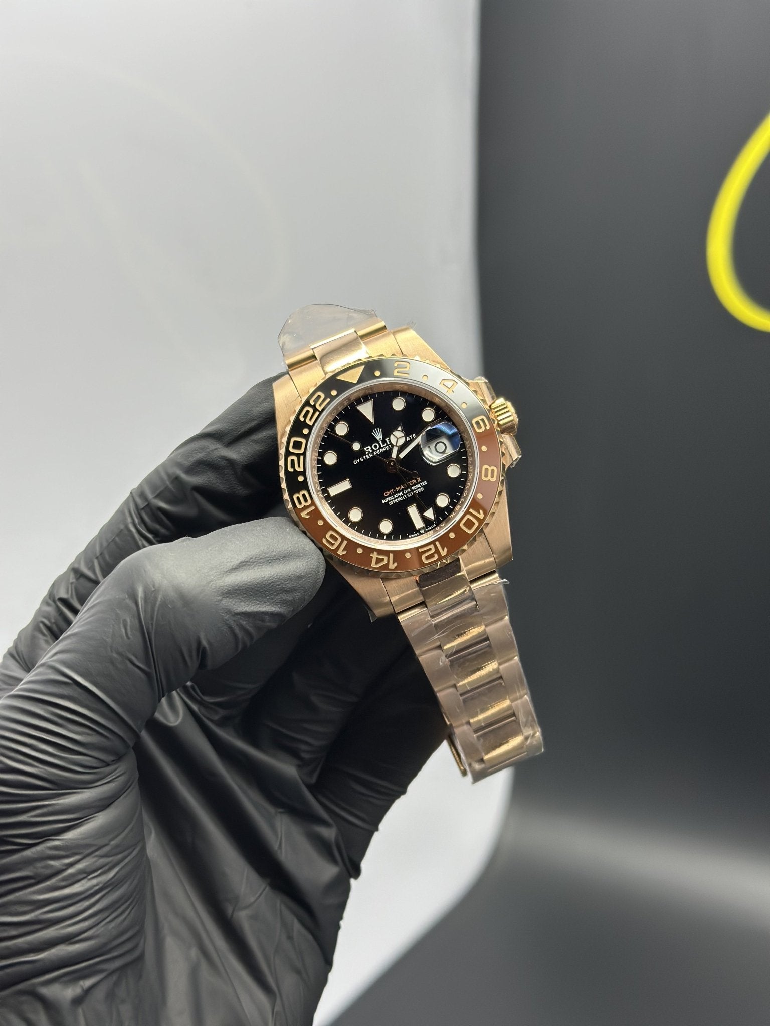 Super Clones Rolex Clean Factory GMT Master II Stainless Steel Rosegold Oyster Bracelet Root Beer Dial Caliber 3285 Swiss Movement – men’s watch