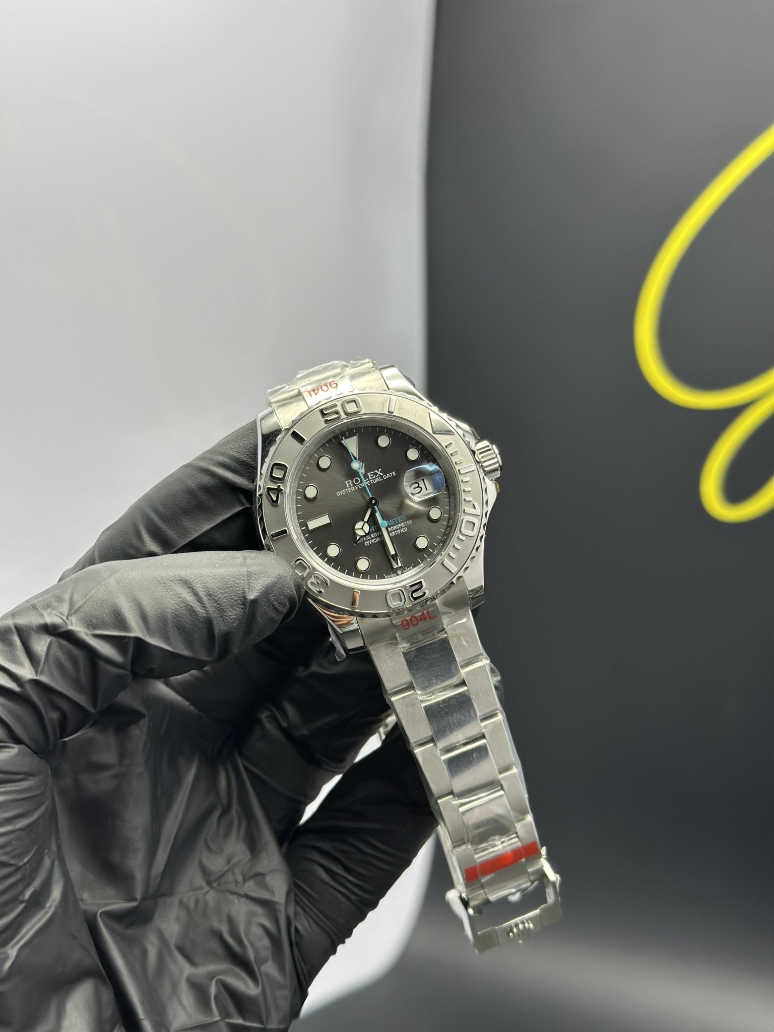 Super Clones Rolex Clean Factory Yacht Master Stainless Steel Silver Oyster Bracelet Grey Dial Silver Bezel Caliber 3235 Swiss Movement – men’s watch