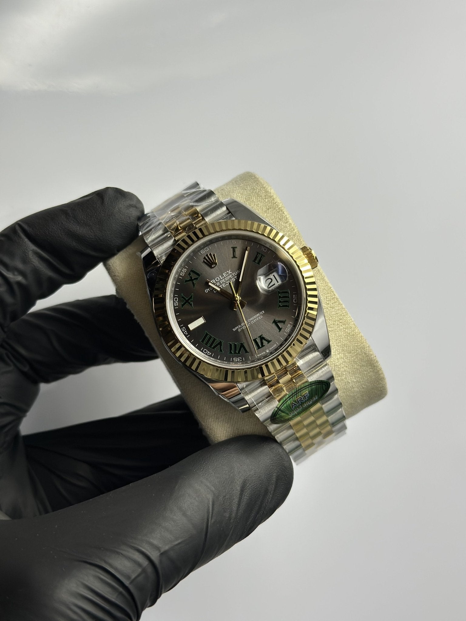 Super Clones Rolex The Most Premium ARF Factory Datejust 41mm Stainless Steel Silver - Gold 2 Tone Jubilee Bracelet Grey Wimbledon Dial Caliber 3235 Swiss Movement – men’s watch