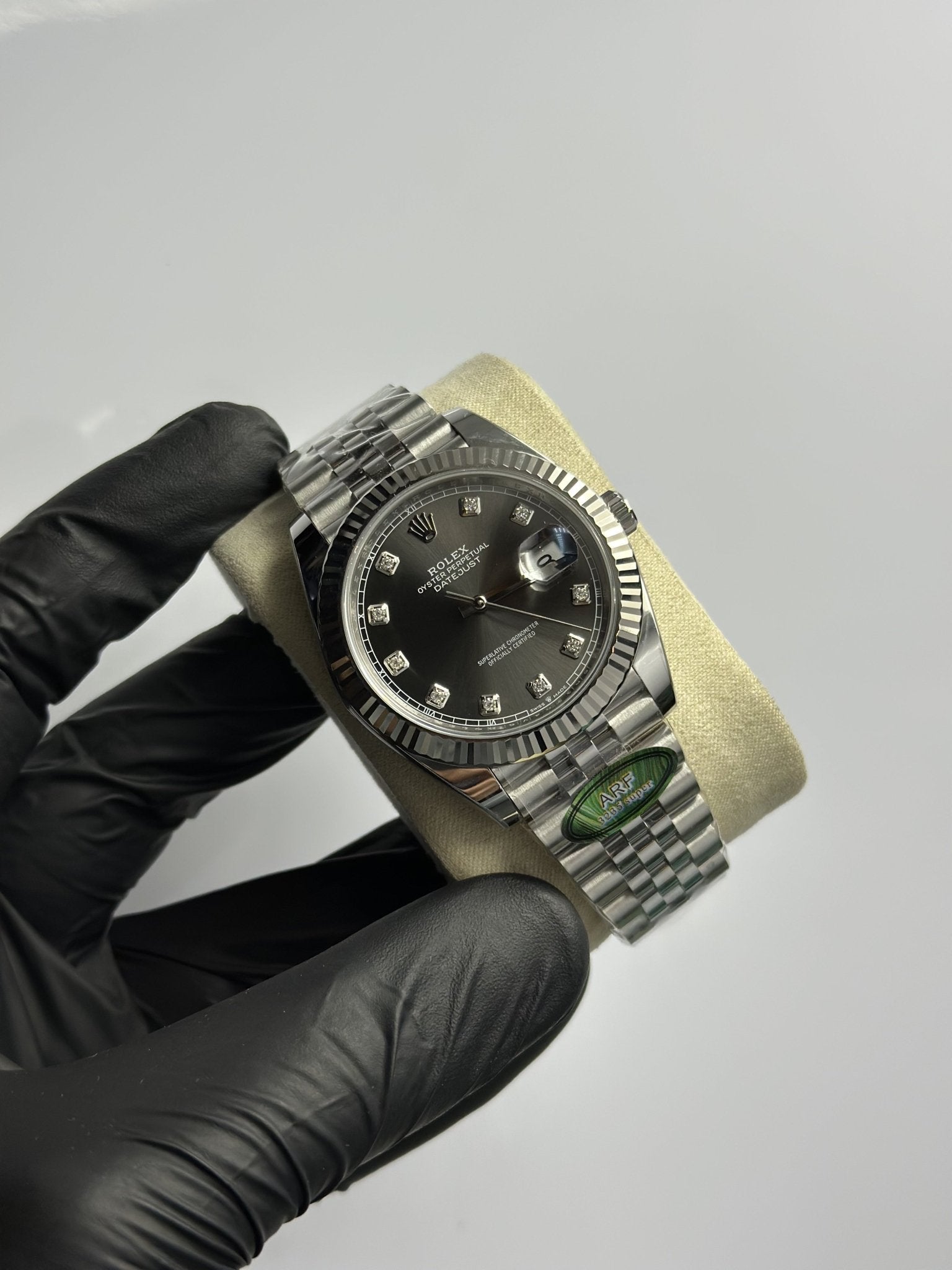Super Clones Rolex The Most Premium ARF Factory Datejust 41mm Stainless Steel Silver Jubilee Bracelet Grey Stone Figures Dial Caliber 3235 Swiss Movement – men’s watch