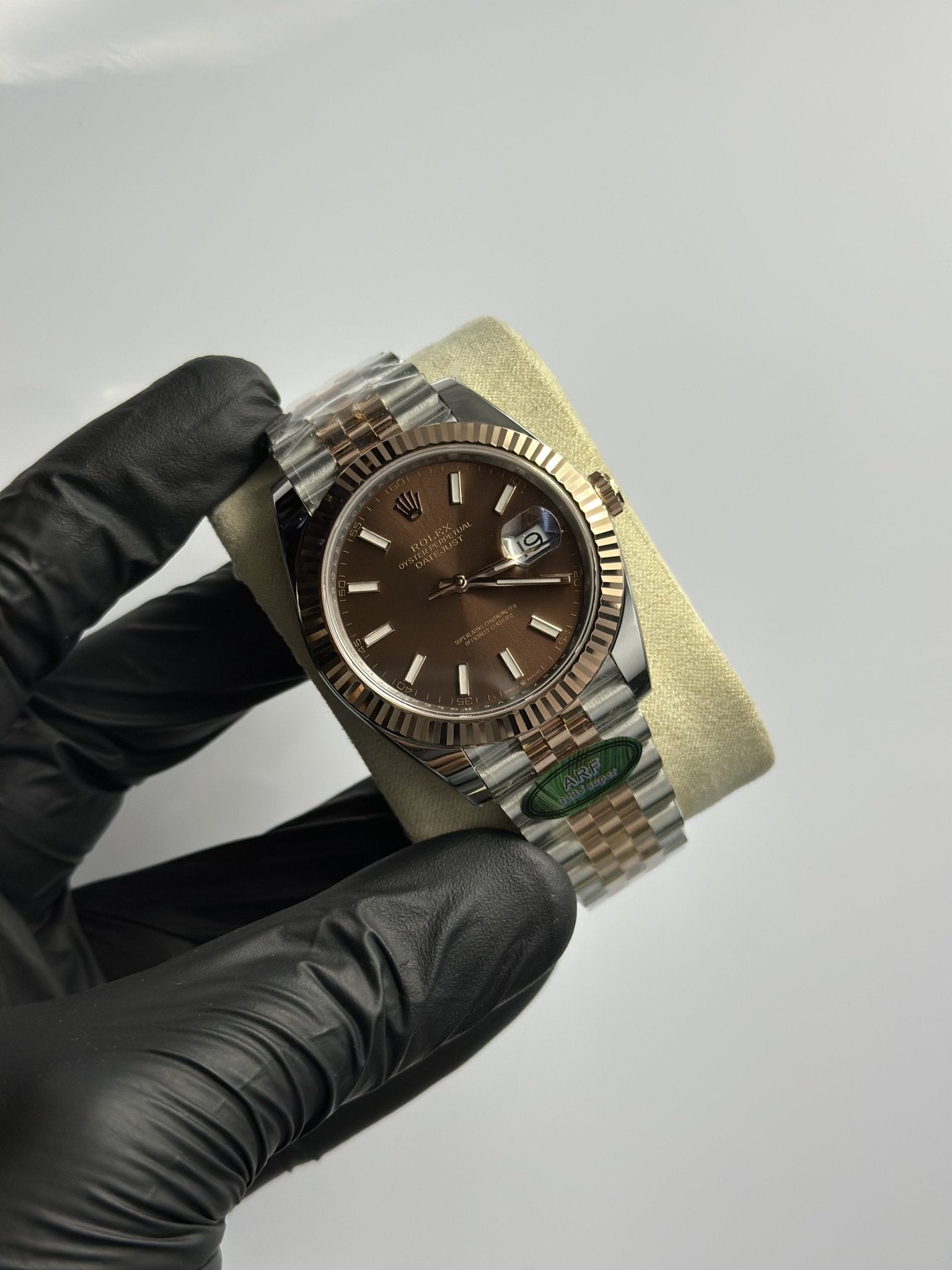 Super Clones Rolex The Most Premium ARF Factory Datejust 41mm Stainless Steel Silver - Rosegold 2 Tone Jubilee Bracelet Brown Dial Caliber 3235 Swiss Movement – men’s watch