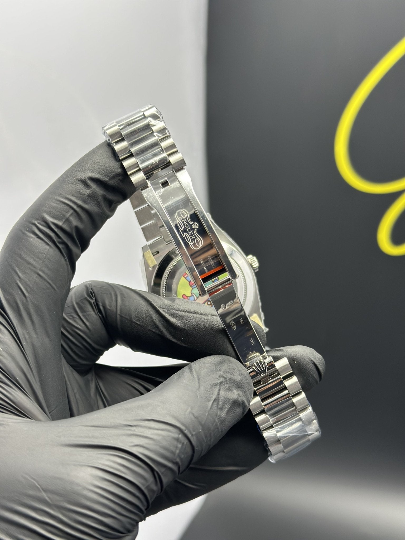 Super Clones Rolex The Most Premium ARF Factory Daydate 40mm Stainless Steel Silver Presidential Bracelet Navy Blue Dual Shade Roman Dial Caliber 3255 Swiss Movement – men’s watch