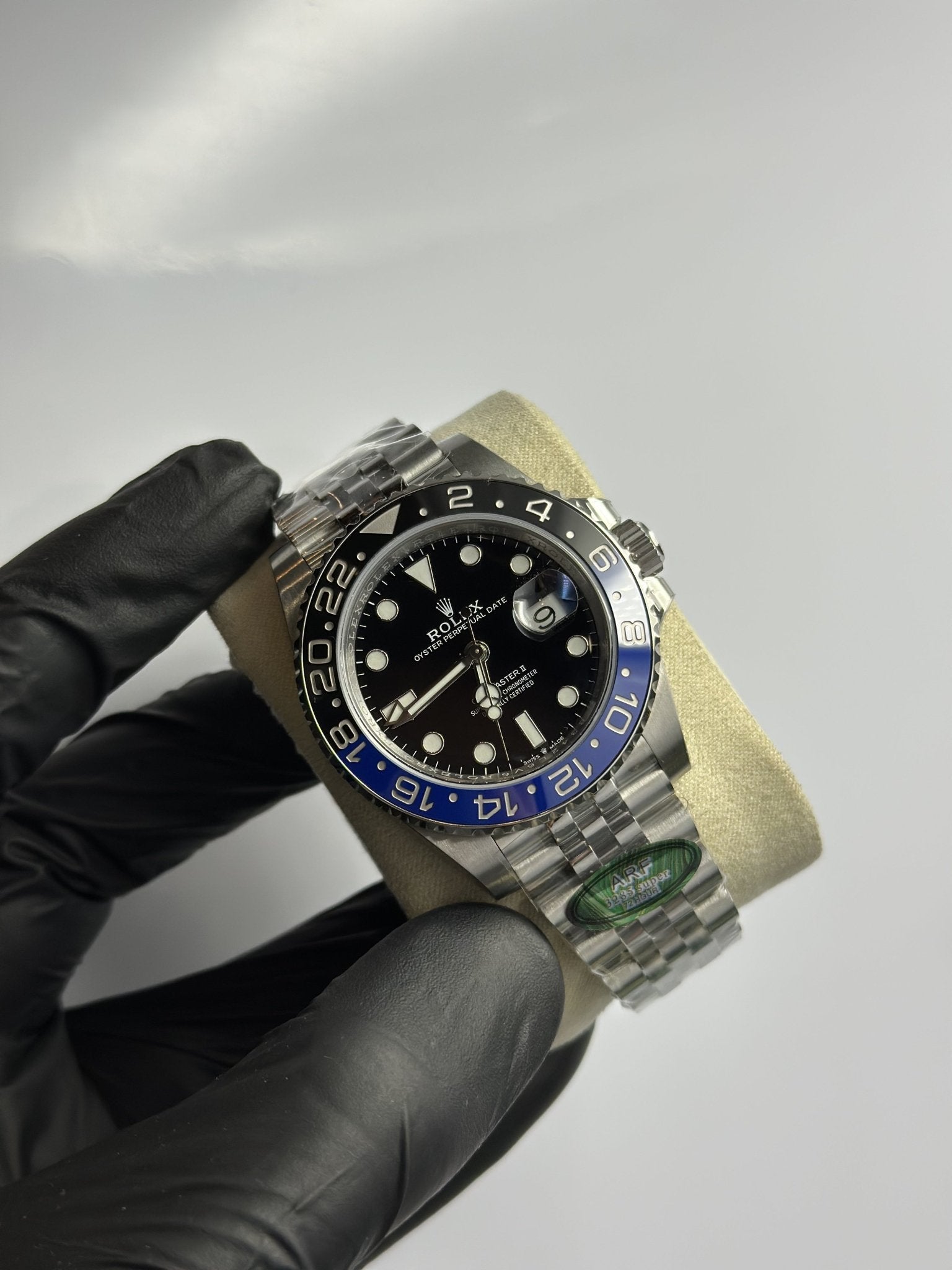 Super Clones Rolex The Most Premium ARF Factory GMT Master II Stainless Steel Silver Jubilee Bracelet Batgirl Dial Caliber 3285 Swiss Movement – men’s watch