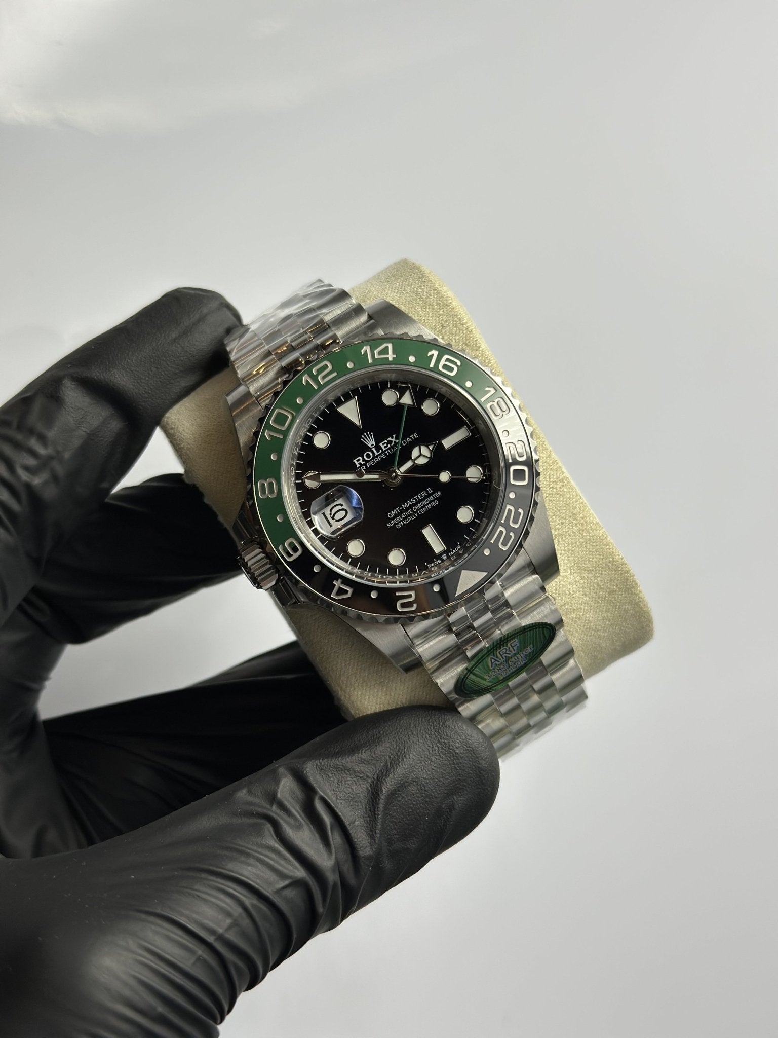 Super Clones Rolex The Most Premium ARF Factory GMT Master II Stainless Steel Silver Jubilee Bracelet Sprite Dial Caliber 3285 Swiss Movement – men’s watch