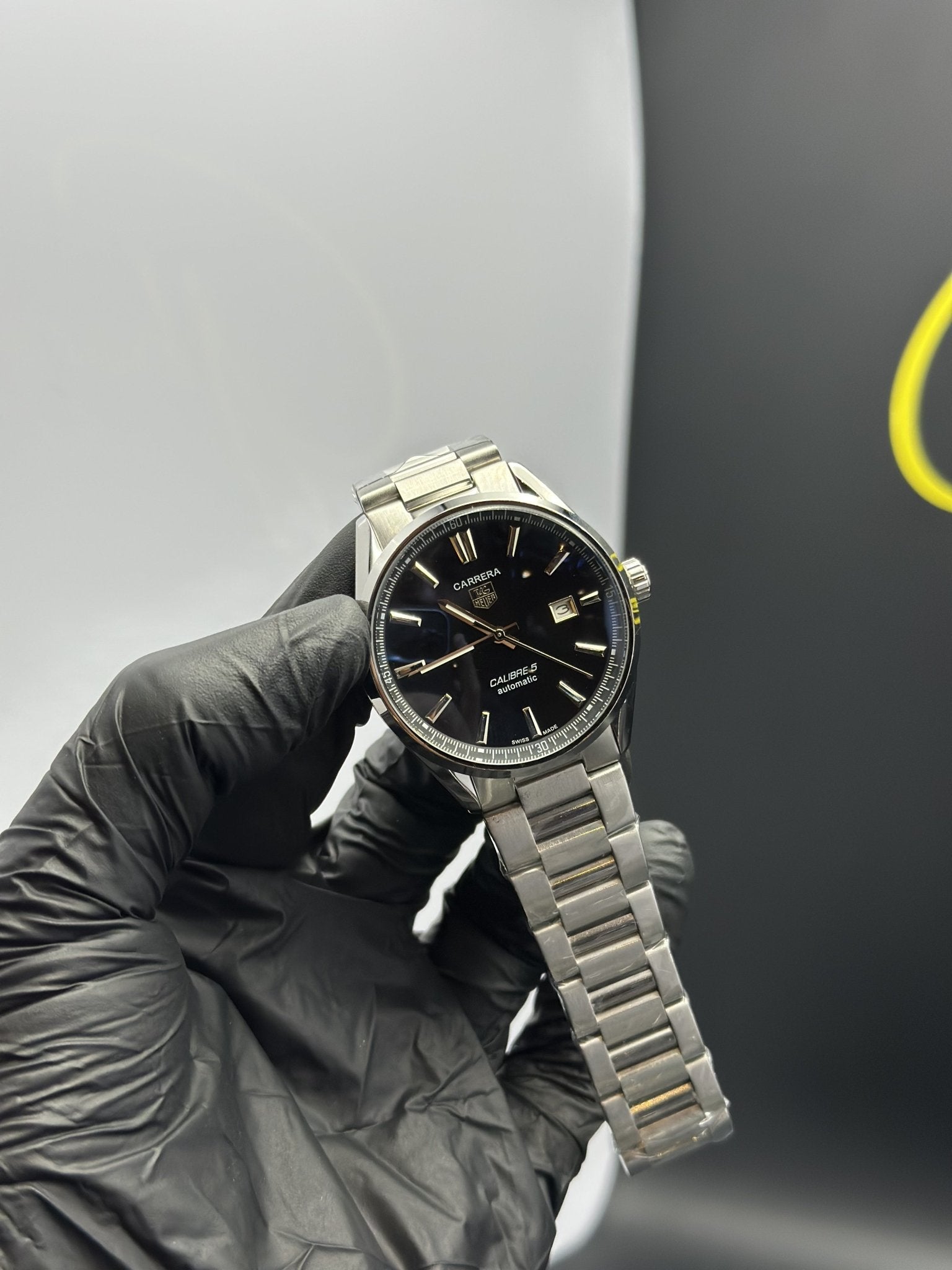 Tag Heuer Bracelet Automatic Calibre 5 Silver Bracelet Black Dial – men’s watch