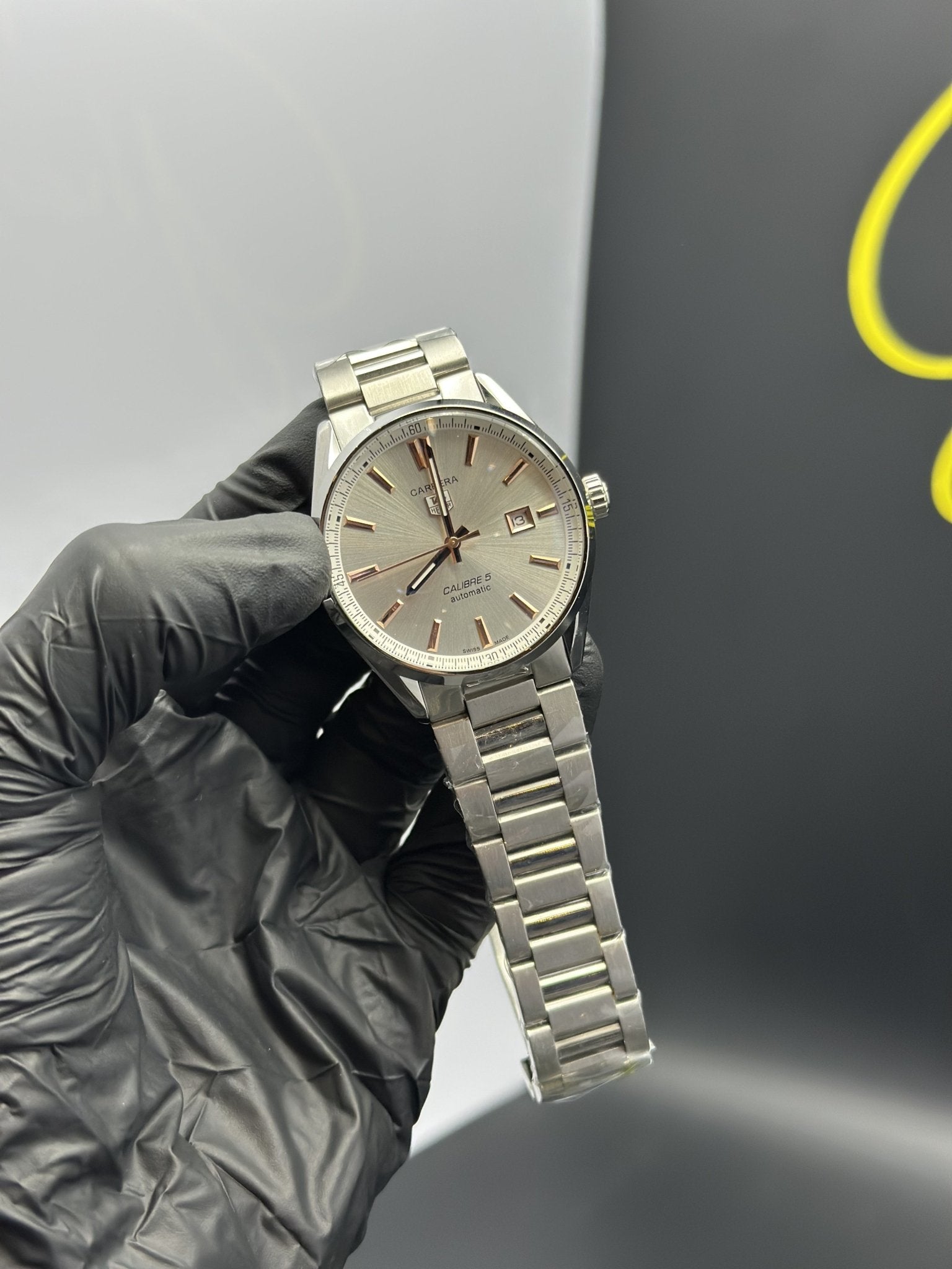 Tag Heuer Bracelet Automatic Calibre 5 Silver Bracelet White Rosegold Dial – men’s watch